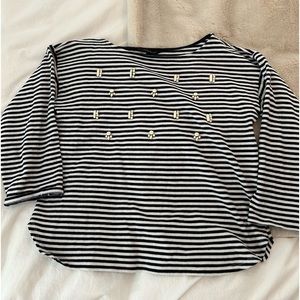 Banana republic embellished striped top size small navy